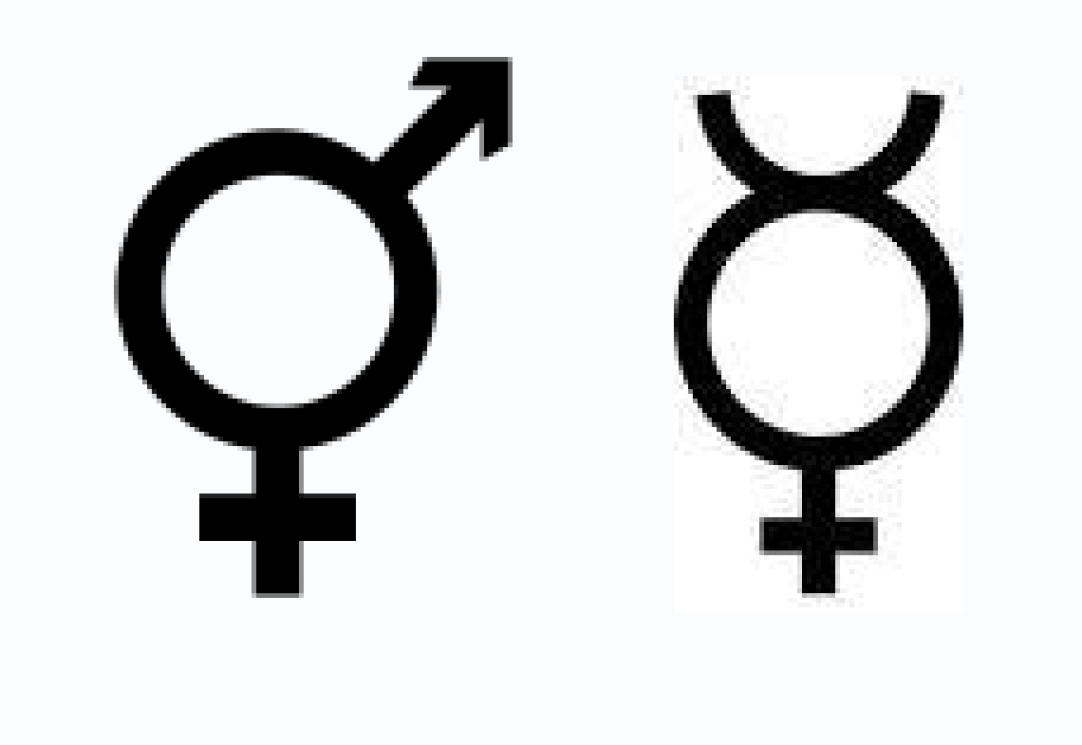 Two symbols that can be used for intersex or hermaphrodite